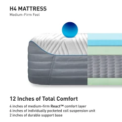 BEDGEAR H4 Medium Hybrid Performance Mattress