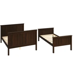 Linon Leah Twin over Full Bunk Bed in Walnut