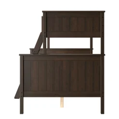 Linon Leah Twin over Full Bunk Bed in Walnut