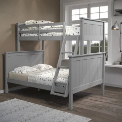 Linon Leah Twin over Full Bunk Bed in Grey