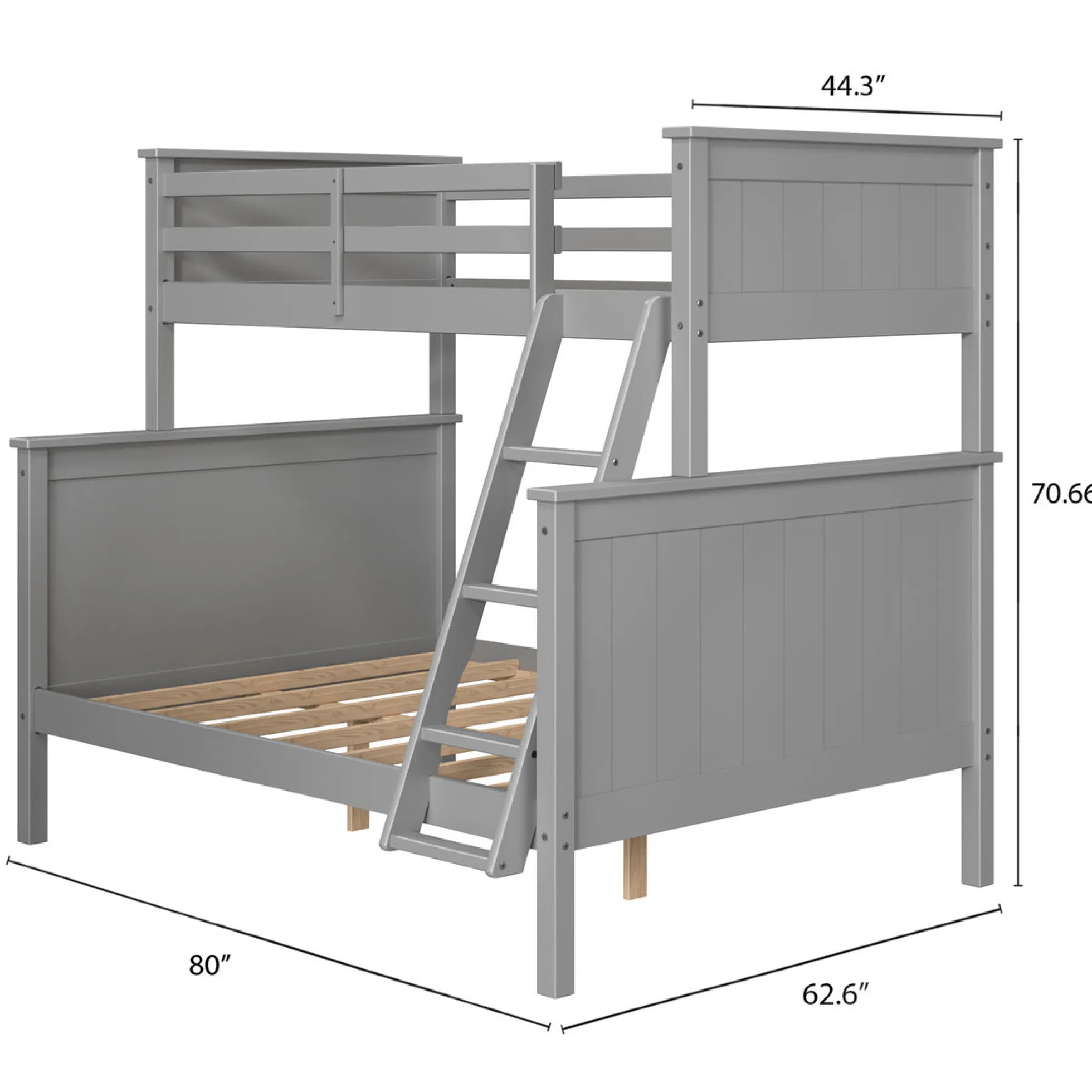 Linon Leah Twin over Full Bunk Bed in Grey