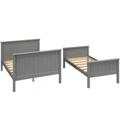 Linon Leah Twin over Full Bunk Bed in Grey