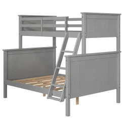 Linon Leah Twin over Full Bunk Bed in Grey