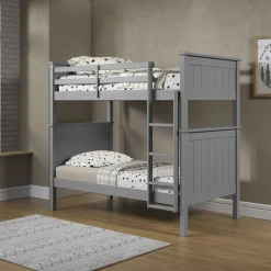 Linon Leah Twin over Twin Bunk Bed in Grey