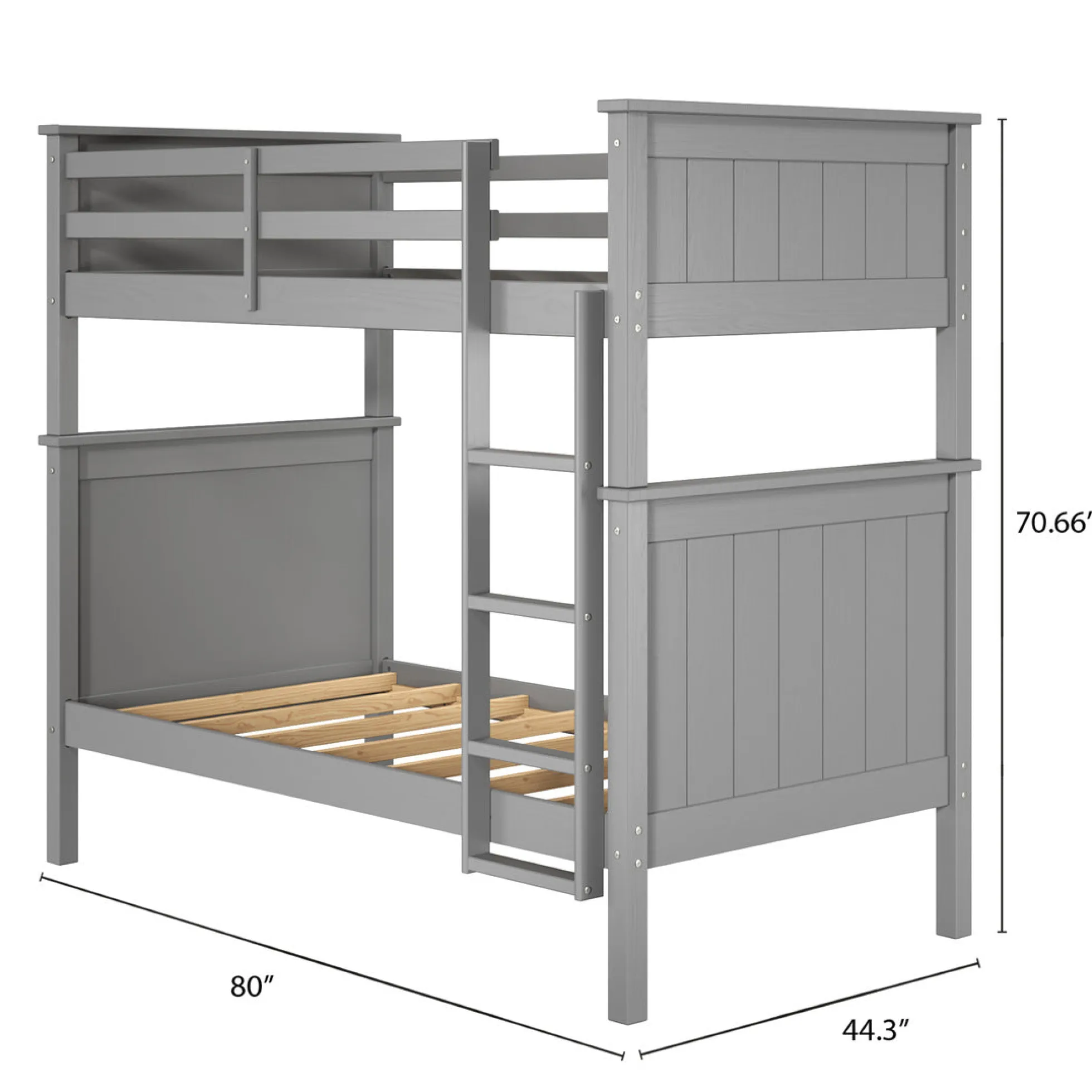Linon Leah Twin over Twin Bunk Bed in Grey