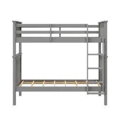 Linon Leah Twin over Twin Bunk Bed in Grey