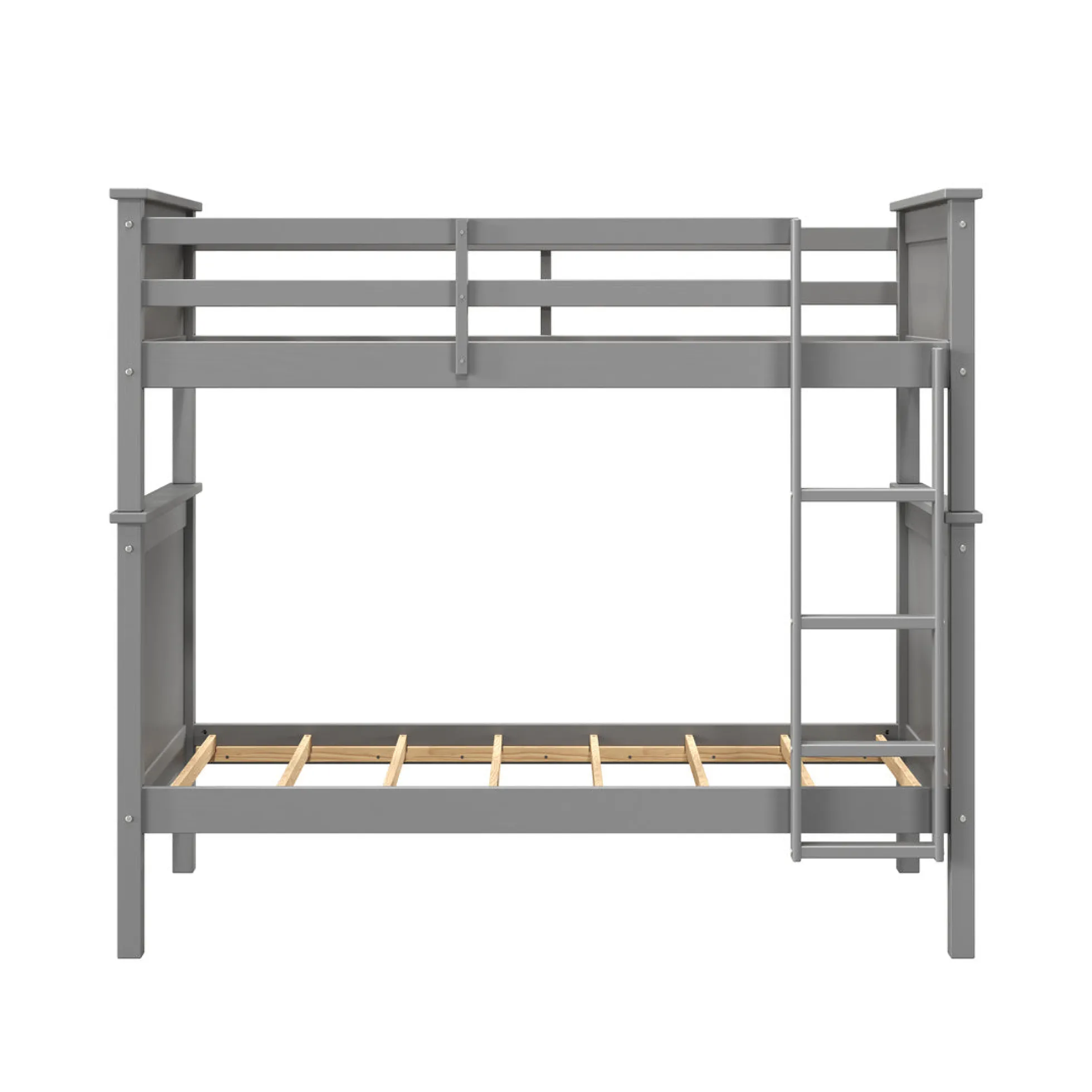 Linon Leah Twin over Twin Bunk Bed in Grey
