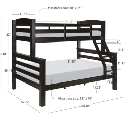 Powell Levi Twin over Full Bunk Bed in Black