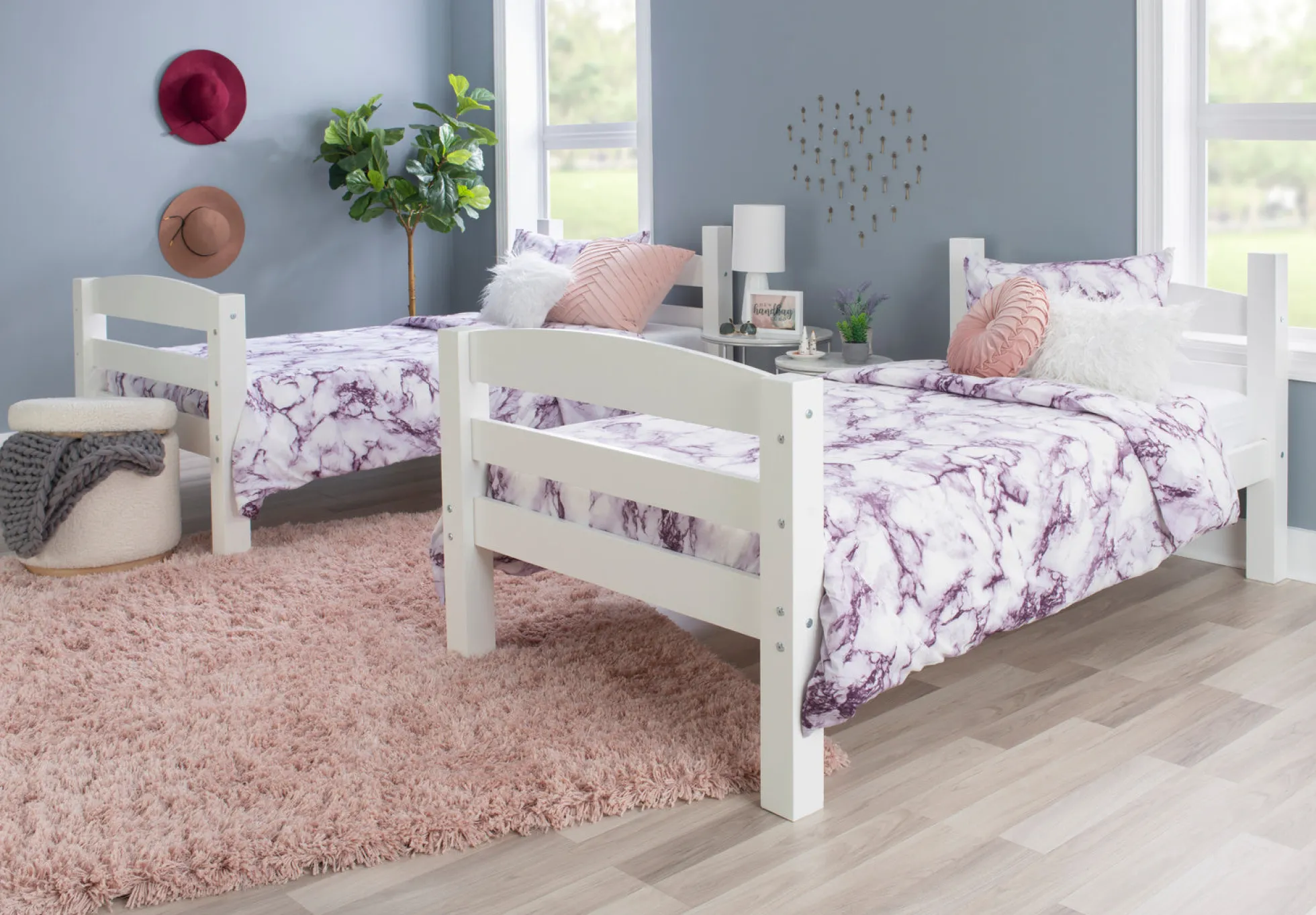 Powell Levi Twin over Twin Bunk Bed in White