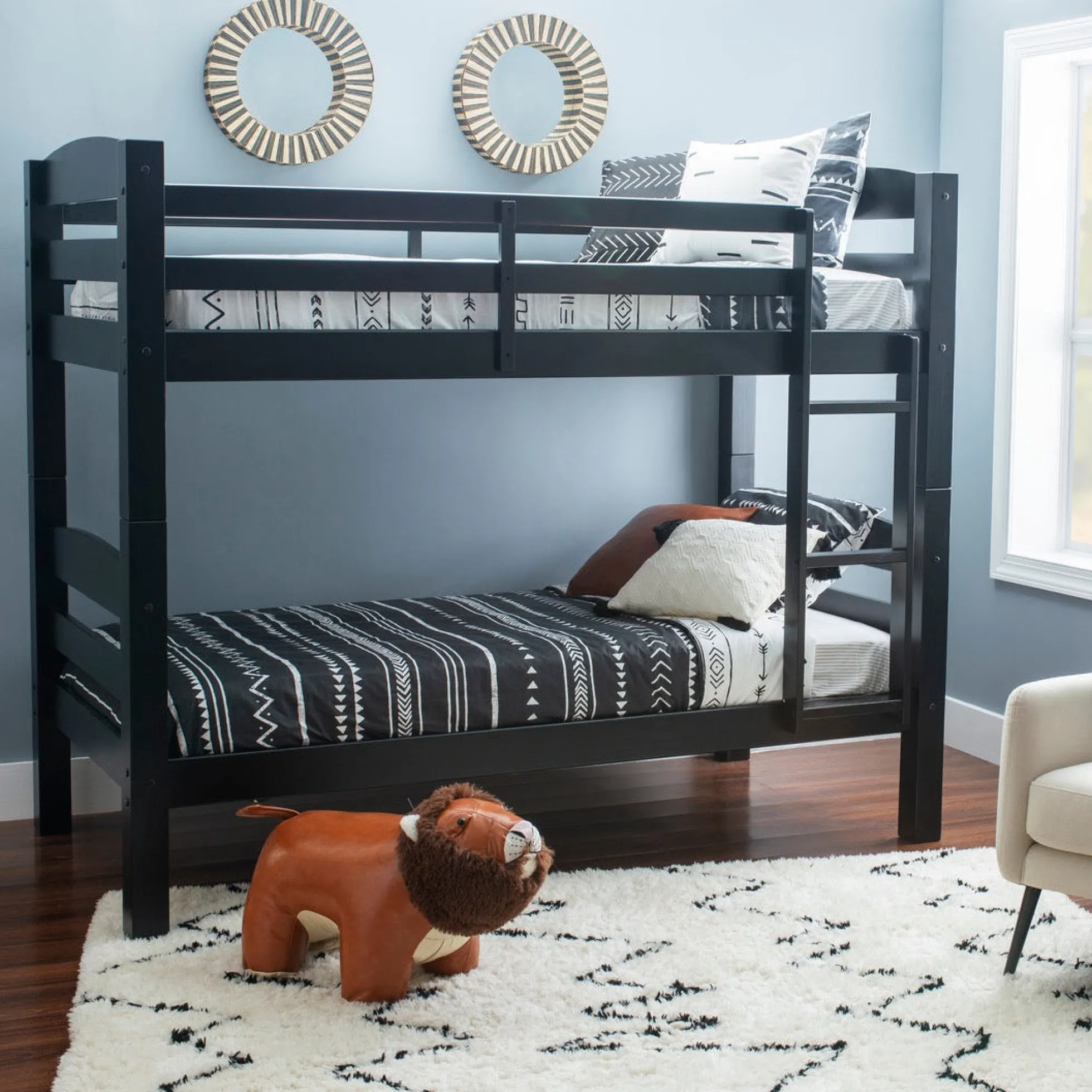 Powell Levi Twin over Twin Bunk Bed in Black