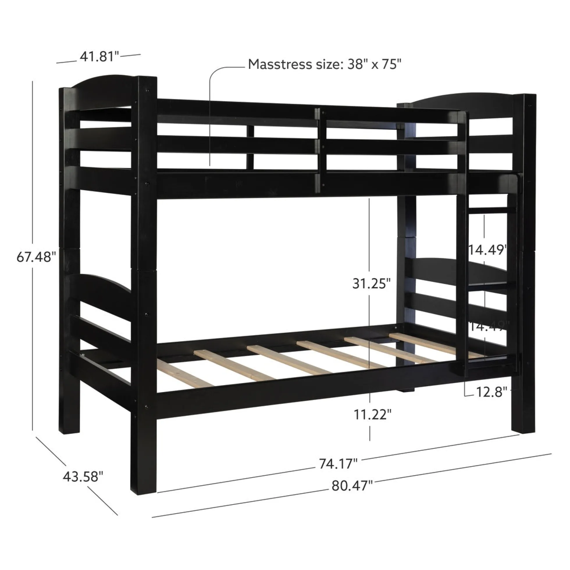 Powell Levi Twin over Twin Bunk Bed in Black