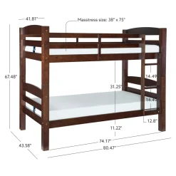 Powell Levi Twin over Twin Bunk Bed in Espresso
