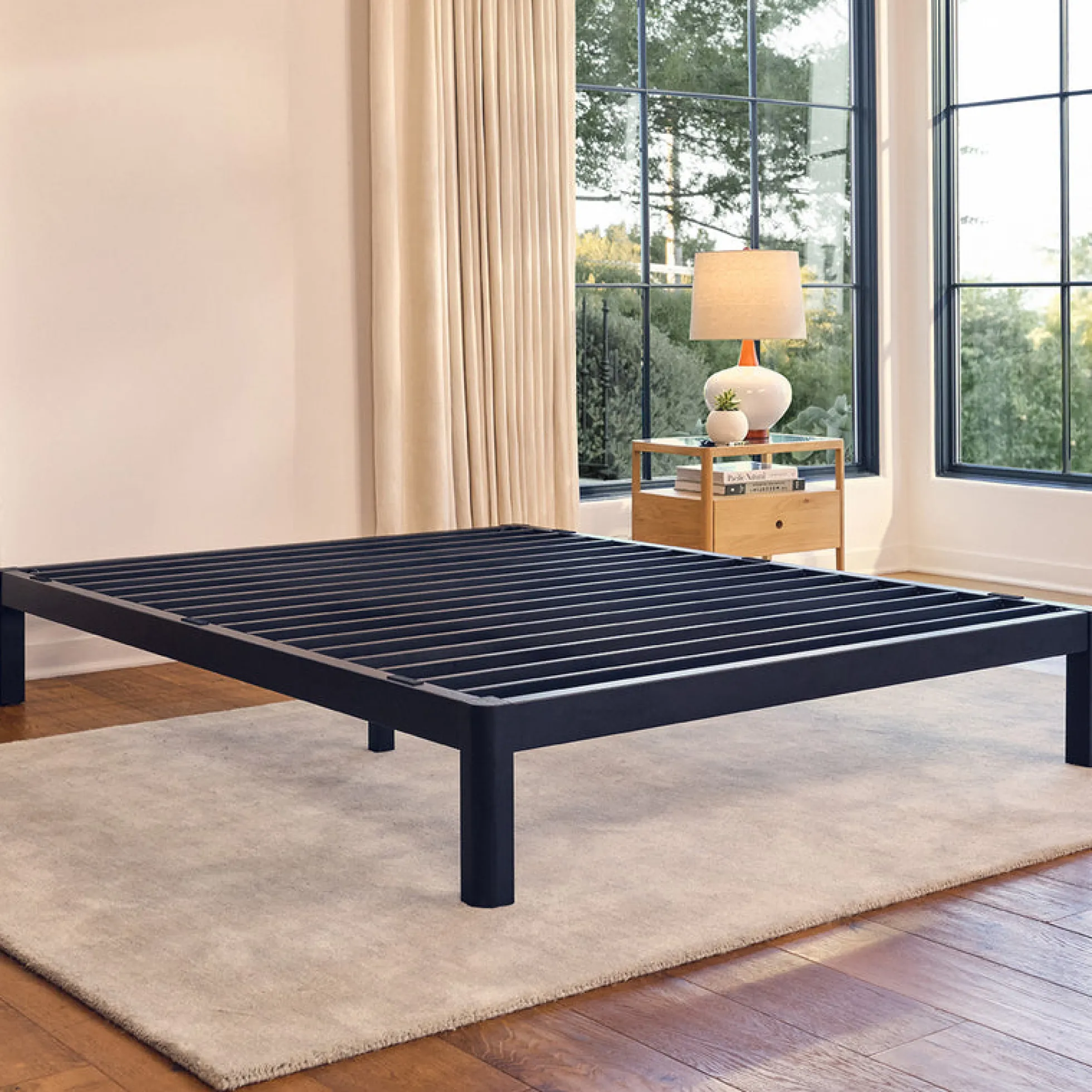 Purple Metal Platform Bed Frame