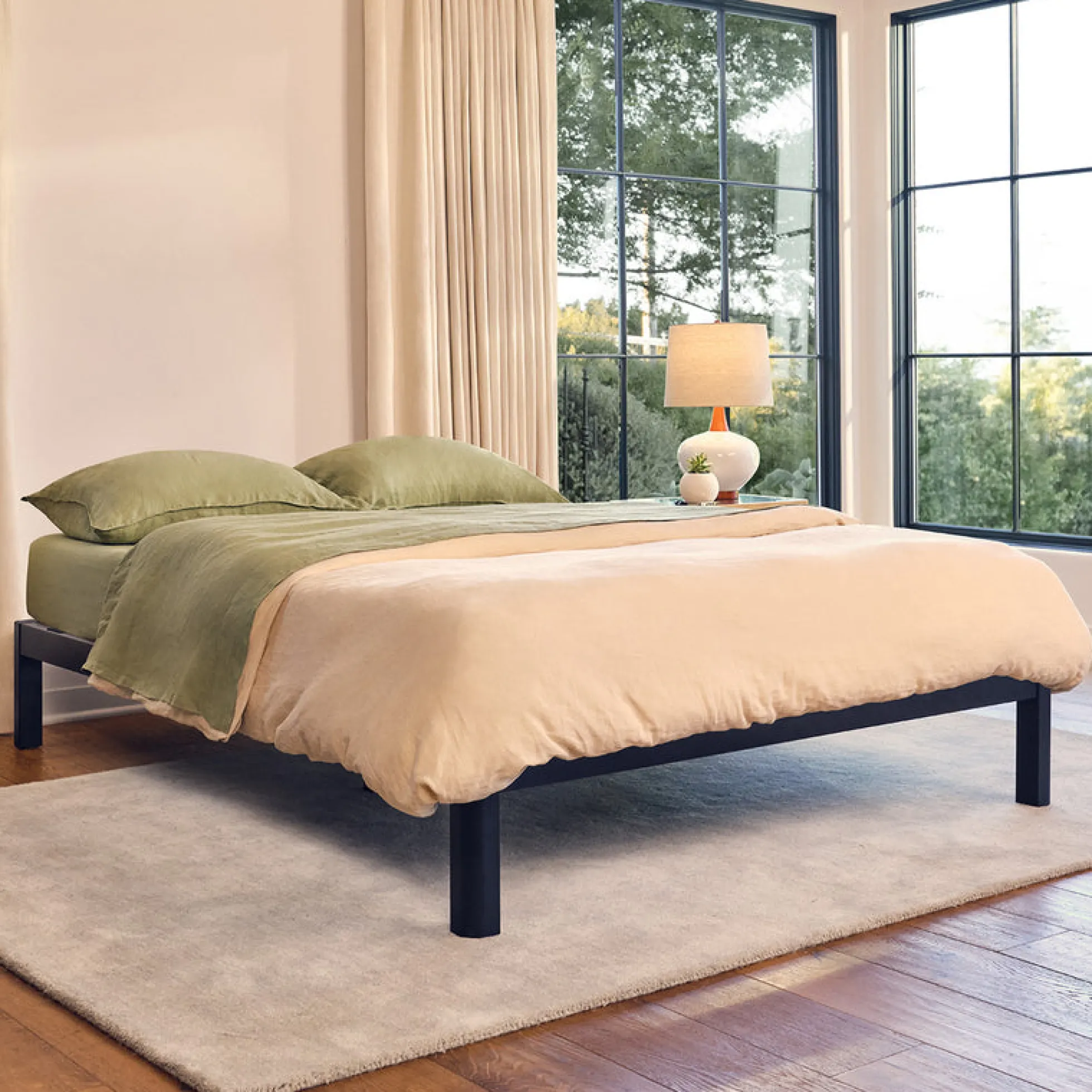 Purple Metal Platform Bed Frame