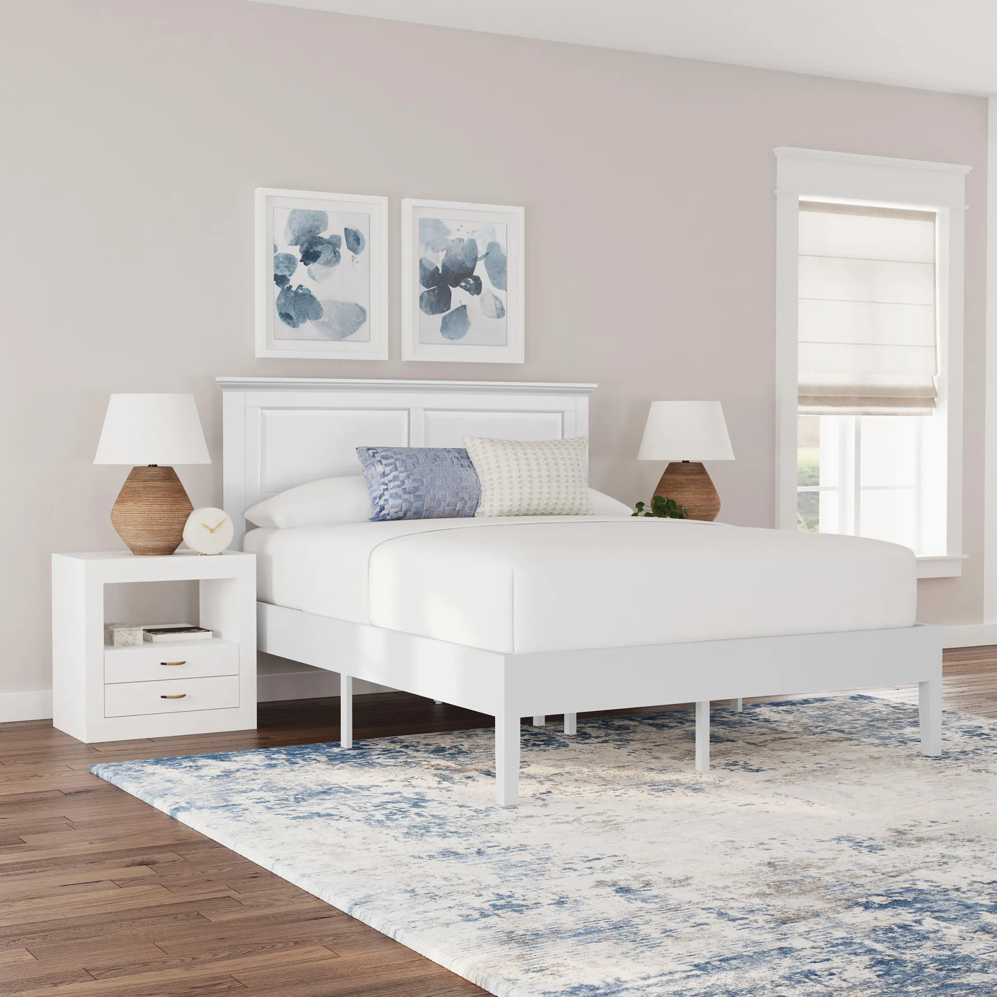 Rize Home Cottage Wood Platform Bed in White