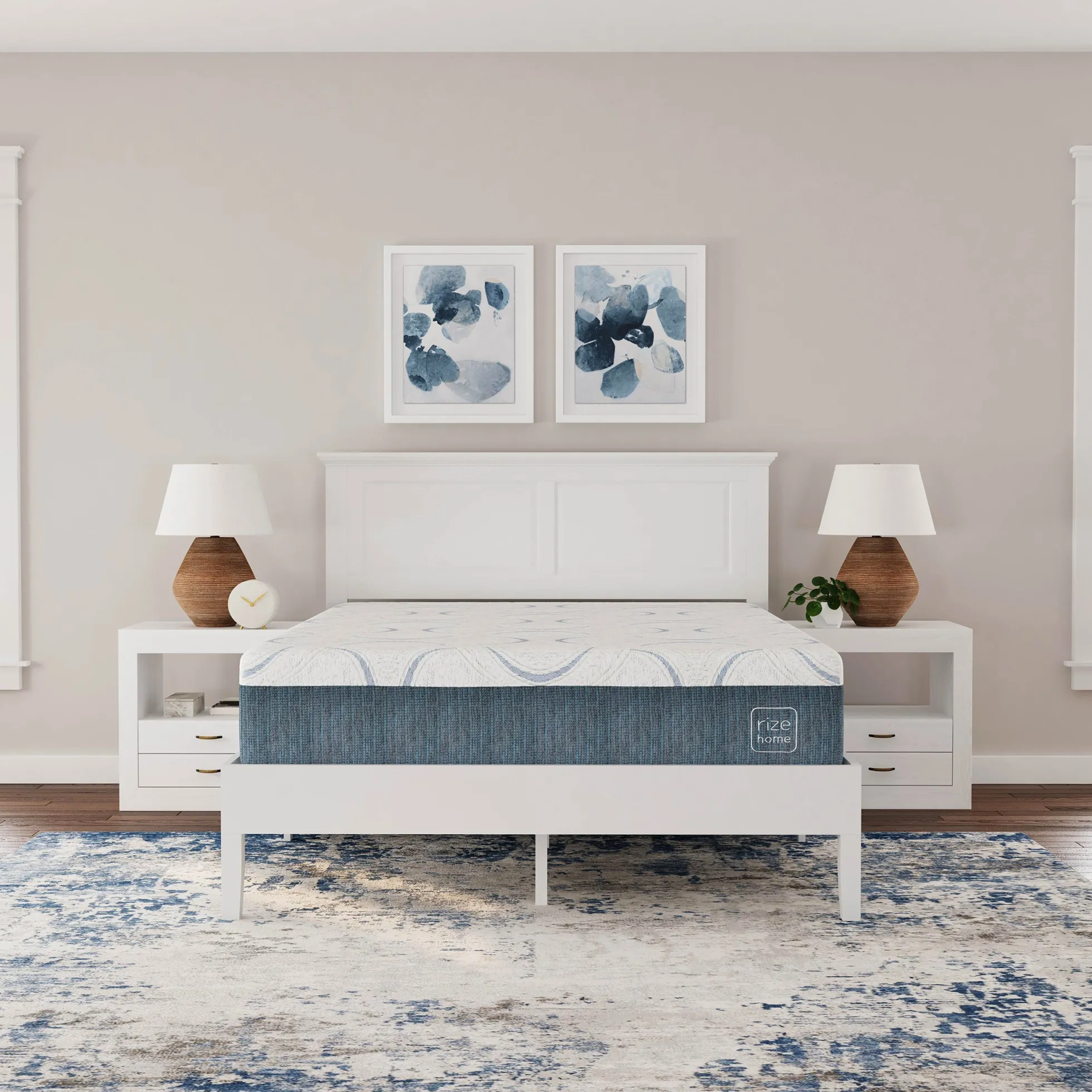 Rize Home Cottage Wood Platform Bed in White