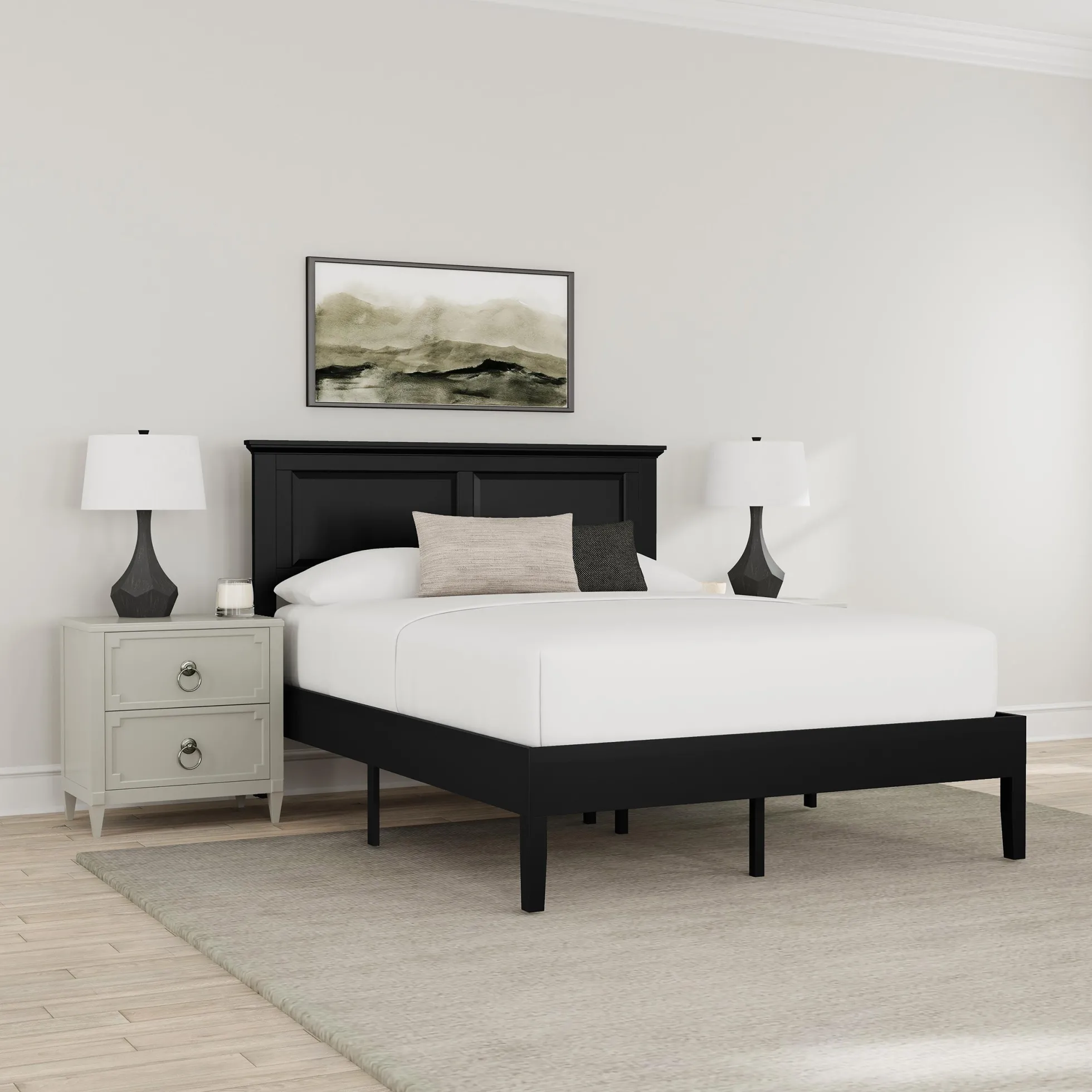 Rize Home Cottage Wood Platform Bed in Black