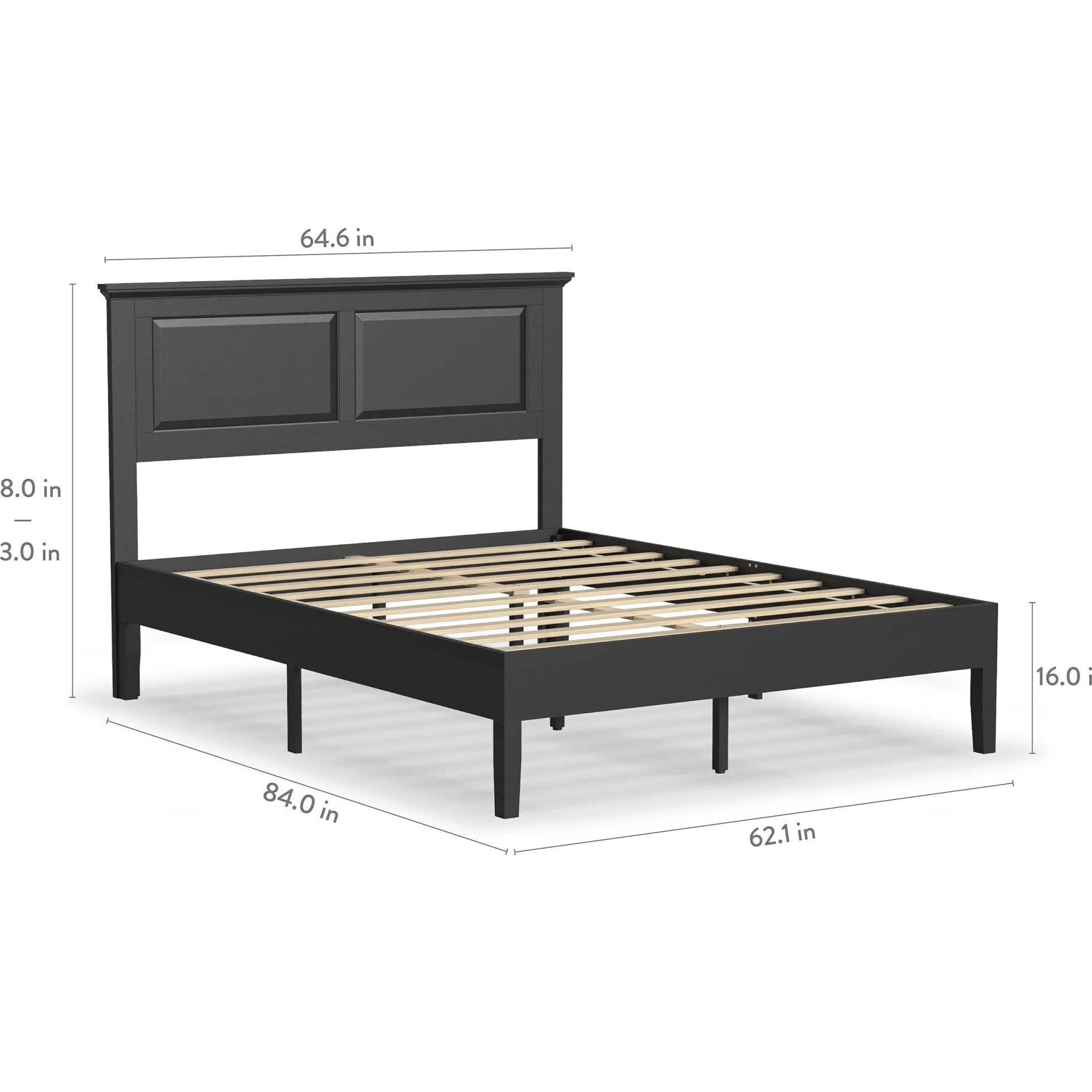 Rize Home Cottage Wood Platform Bed in Black