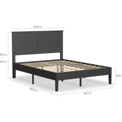 Rize Home Farmhouse Wood Platform Bed in Black