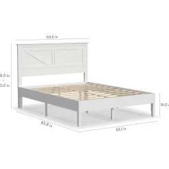 Rize Home Farmhouse Wood Platform Bed in White