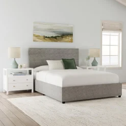 Rize Home Willow Upholstered Platform Bed in Light Grey