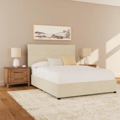 Rize Home Willow Upholstered Platform Bed in Tan