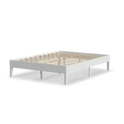 Rize Home Wood Platform Bed Frame in White