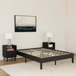 Rize Home Wood Platform Bed Frame in Black